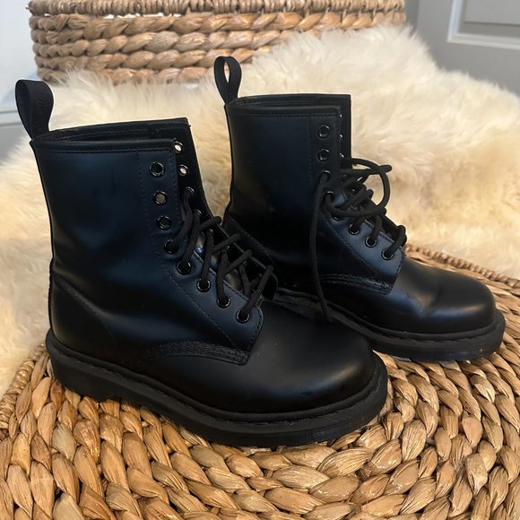 Dr. Martens Shoes - Dr Martens 1460 Mono Smooth Leather Lace Up Boots